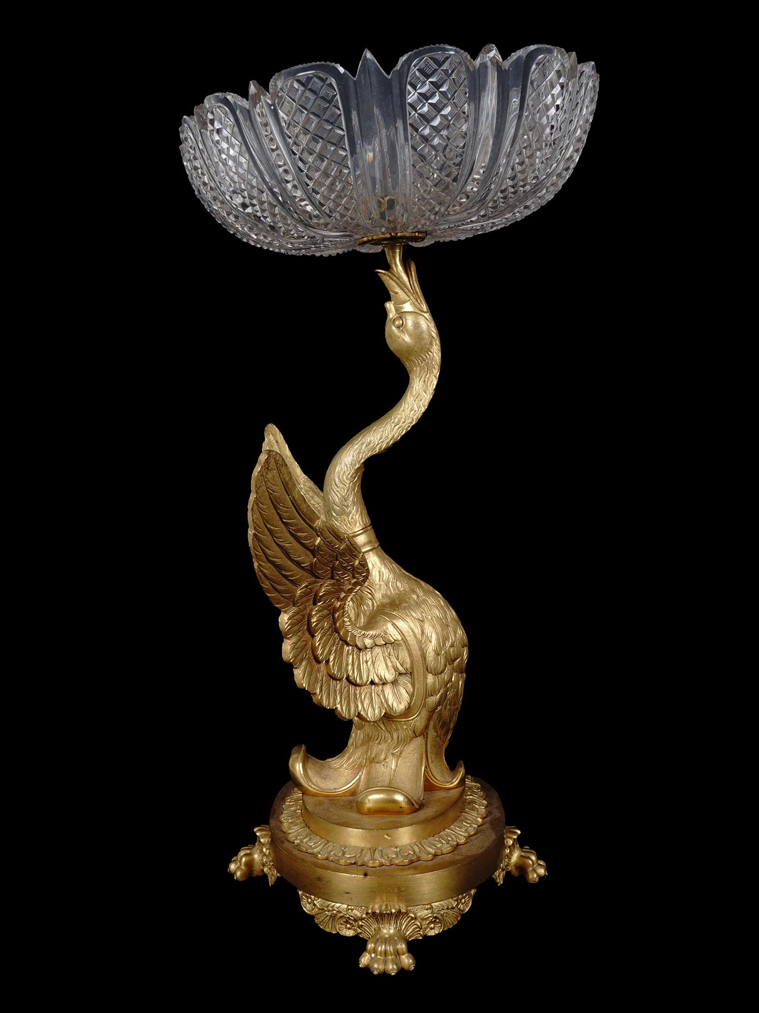 ANTIQUE FRENCH EMPIRE BRONZE SWAN CENTERPIECE PIC-2
